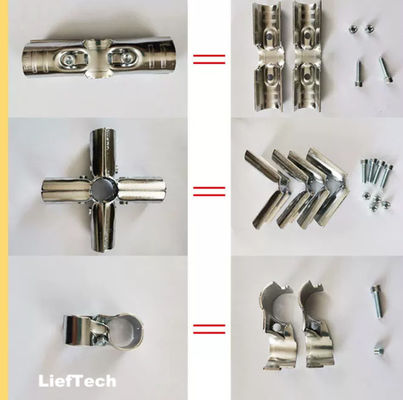 Construcción modular Accesorios para tuberías de cromo para estantes de almacenamiento