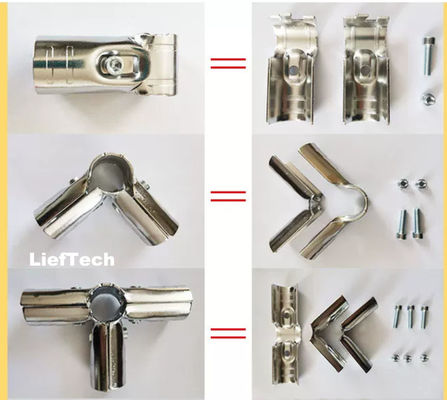 Conector conjunto de tubos y accesorios cromados verticales de forma T