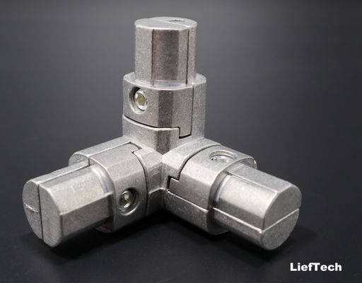 Conector de aluminio anodizado con unión de tubería tridimensional de 90 grados